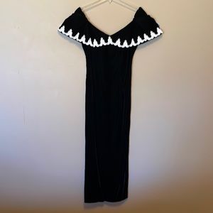 Jordan Black Velour Floor Length Cocktail Dress, Size 9/10